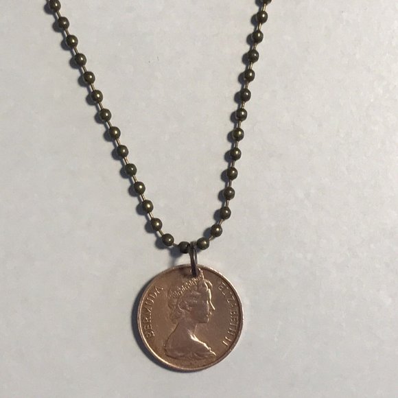 1970 United Kingdom 1 Penny COIN PENDANT British Territory Bermuda UK. 20" Chain - Picture 3 of 4